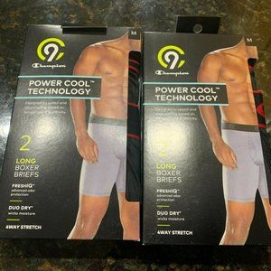 C9 Champion Mens M Boxer Briefs Long Duo Dry Black